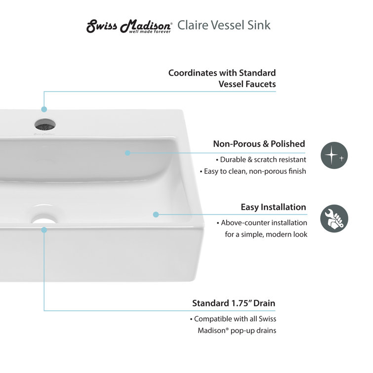 Claire 21" Glossy White Ceramic Vessel Sink