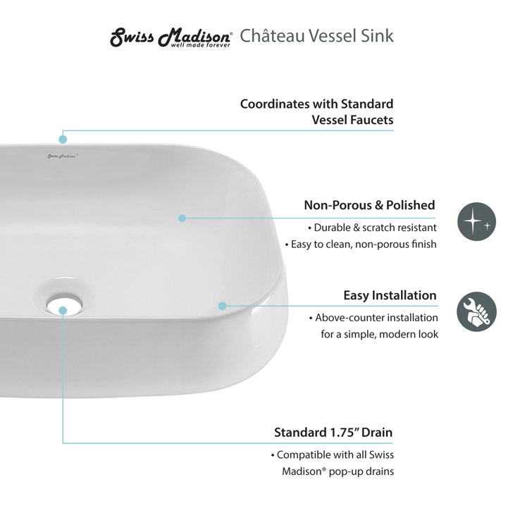 Chateau 22" Glossy White Ceramic Vessel Sink