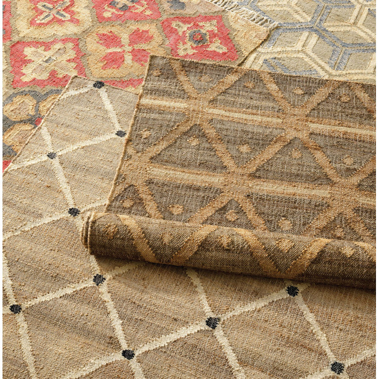 Reversible Geometric Blue Wool-Cotton Blend 8' x 10' Area Rug