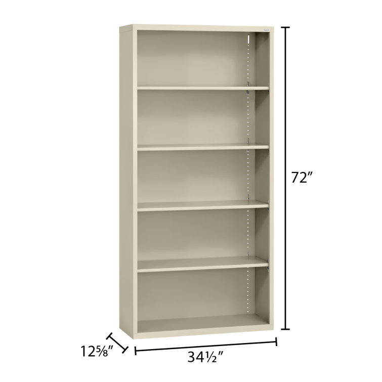 Putty Adjustable Steel 72" Bookcase with Reversible Shelves