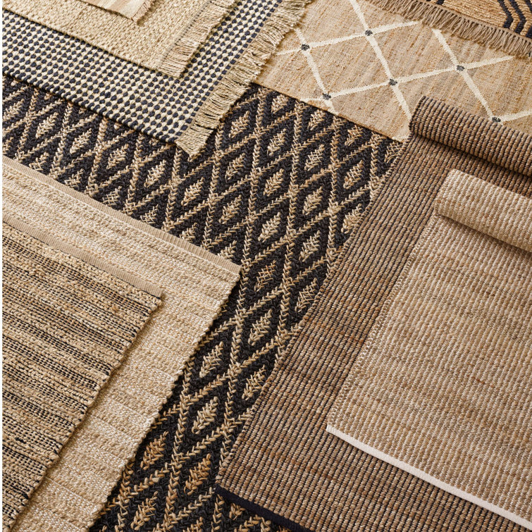 Handwoven Black and Beige Cotton Chenille Stripe Rug 2' x 3'