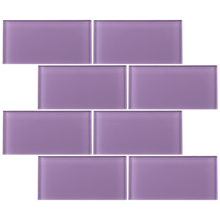 Purple 3'' x 6'' Glass Mosaic Subway Tile