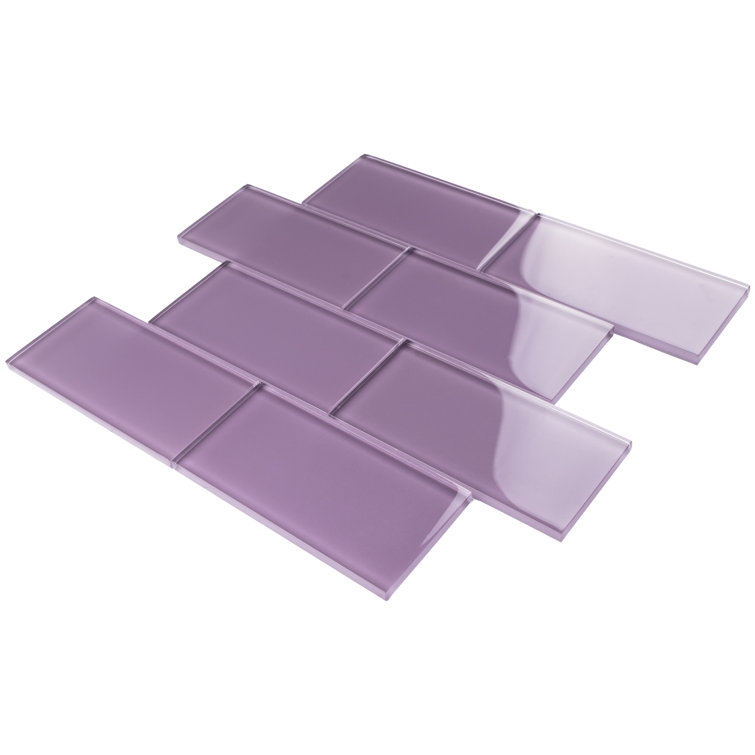 Purple 3'' x 6'' Glass Mosaic Subway Tile