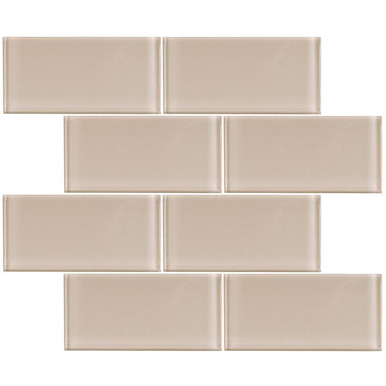 Ivory 3'' x 6'' Glass Mosaic Subway Tile