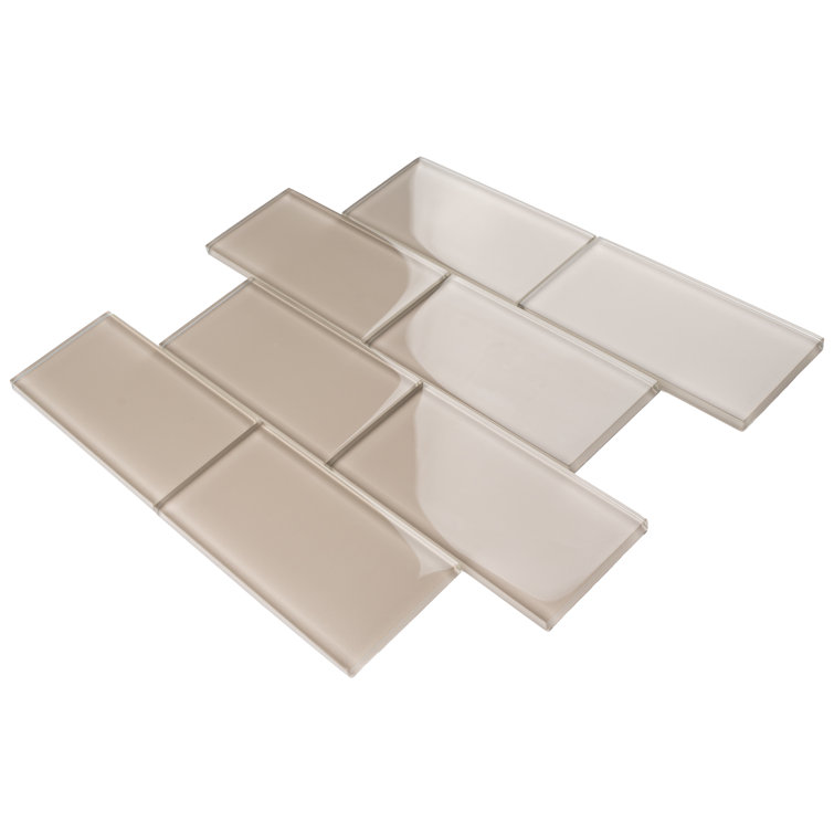 Ivory 3'' x 6'' Glass Mosaic Subway Tile