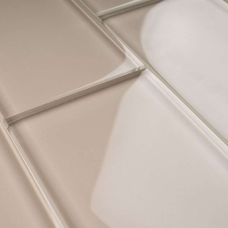 Ivory 3'' x 6'' Glass Mosaic Subway Tile