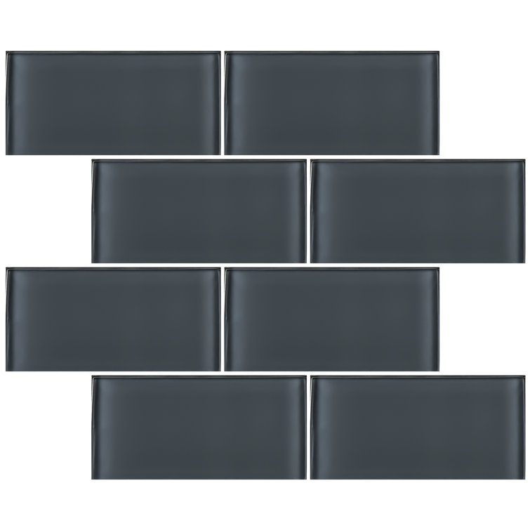 Gray 3" x 6" Glass Mosaic Subway Tile