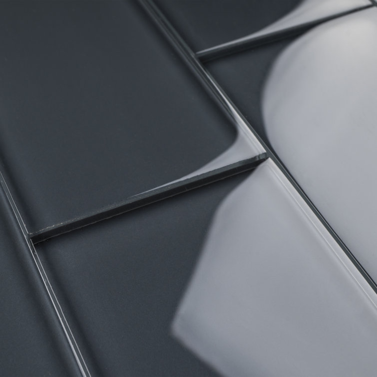 Gray 3" x 6" Glass Mosaic Subway Tile