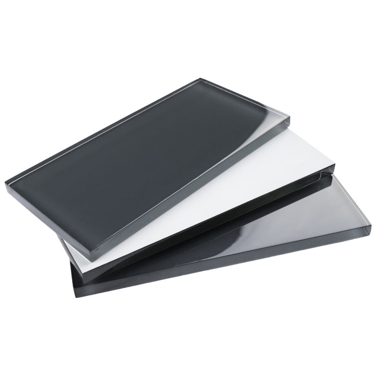Gray 3" x 6" Glass Mosaic Subway Tile