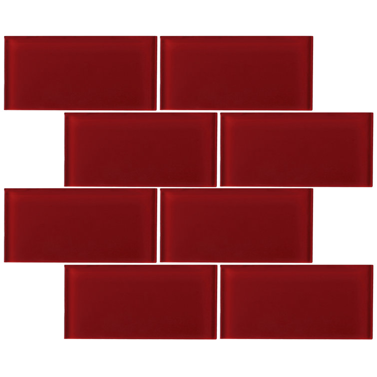 Crystile 3" x 6" Red Glass Mosaic Subway Tile