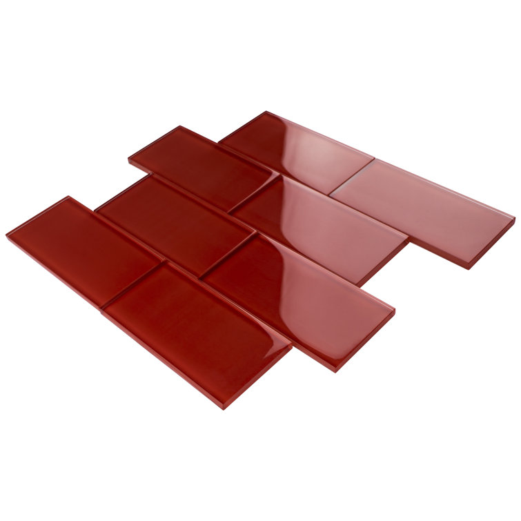 Crystile 3" x 6" Red Glass Mosaic Subway Tile