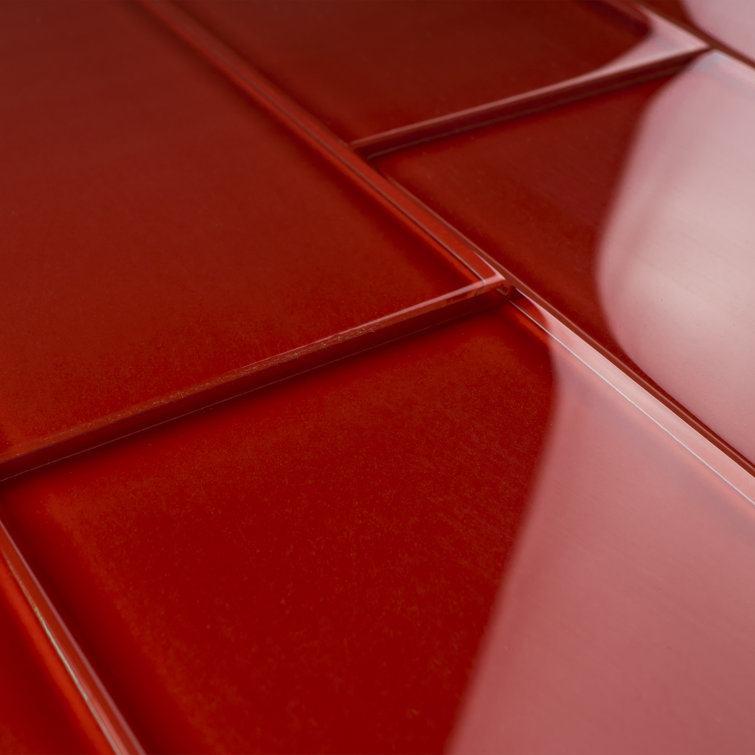 Crystile 3" x 6" Red Glass Mosaic Subway Tile