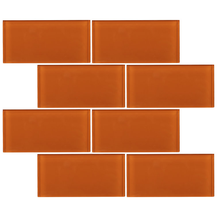 Crystile 3" x 6" Orange Glass Mosaic Subway Tile