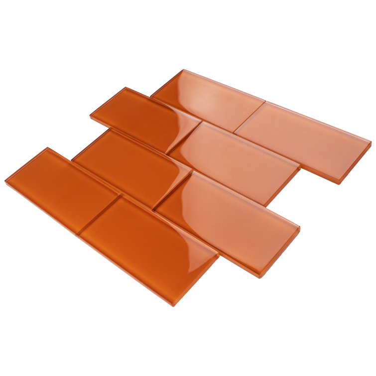 Crystile 3" x 6" Orange Glass Mosaic Subway Tile