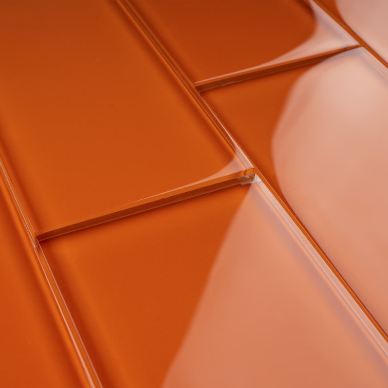 Crystile 3" x 6" Orange Glass Mosaic Subway Tile