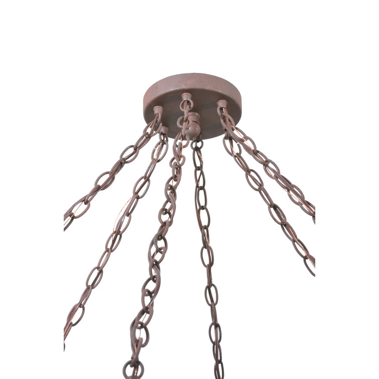 Rustic Wagon Wheel 6-Light Lantern Chandelier