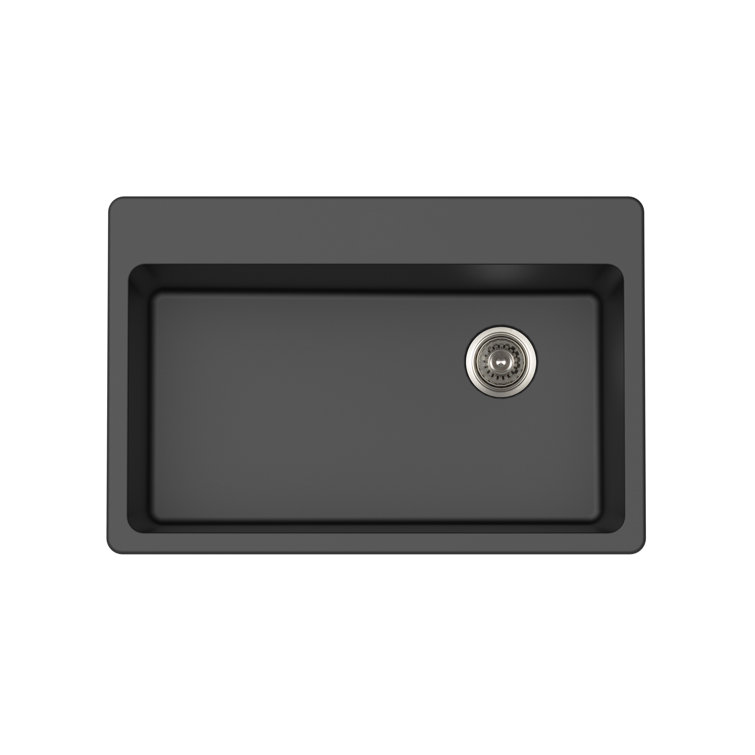Black Granite 33" Drop-in Single Bowl Kitchen Sink