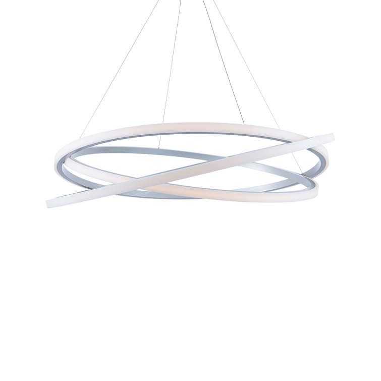Titanium and White Silica LED Chandelier with Adjustable Rings