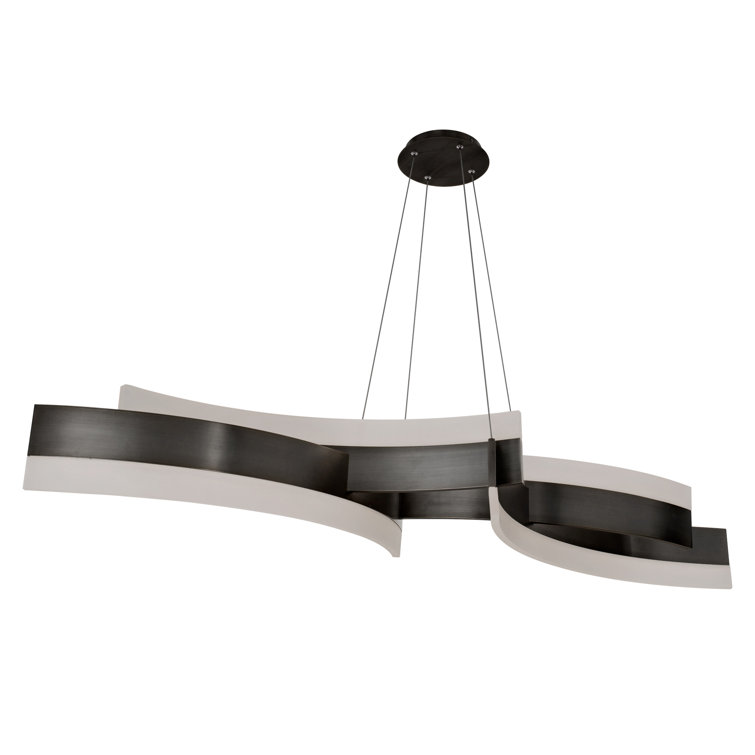 Sleek Arcs Black Aluminum LED Island Pendant for Indoor/Outdoor