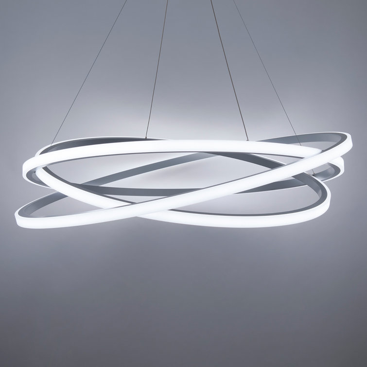 Titanium and White Silica LED Chandelier with Adjustable Rings