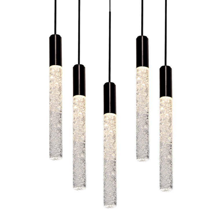 Black and Crystal 5-Light LED Cluster Pendant