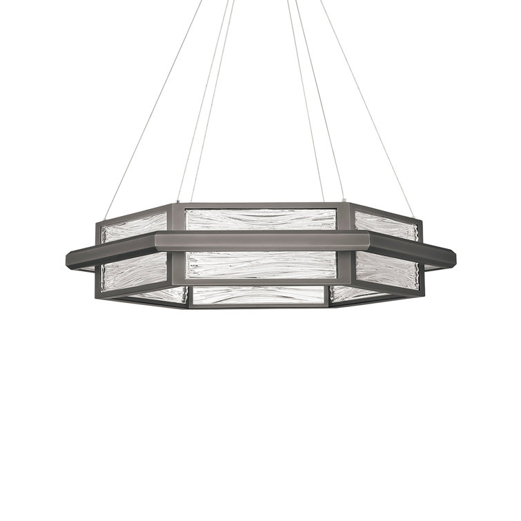 Atlantis Antique Nickel LED Drum Pendant with Pressed Glass Diffuser