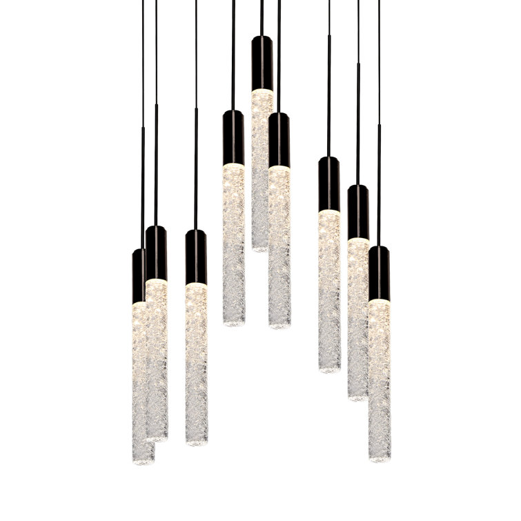 Black Piastra Crystal 9-Light LED Indoor/Outdoor Pendant