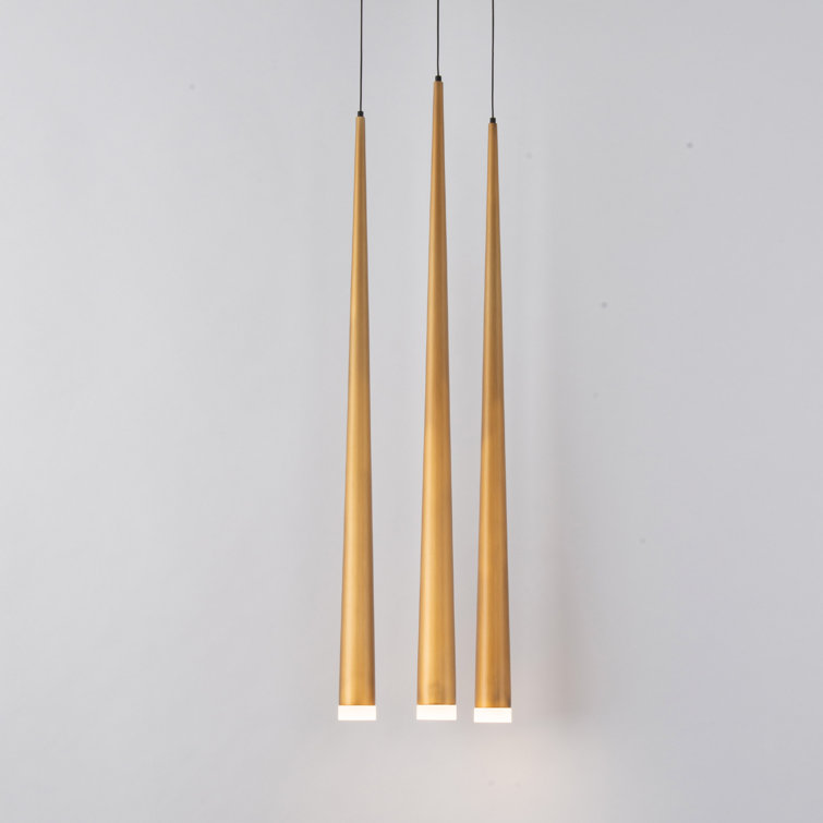 Cascade Luxe 3-Light Aged Brass LED Pendant with Frosted Glass
