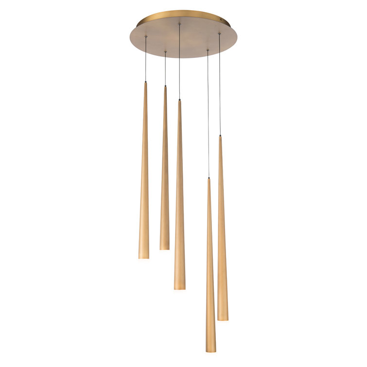 Aged Brass Frosted Glass LED Indoor/Outdoor Pendant Light