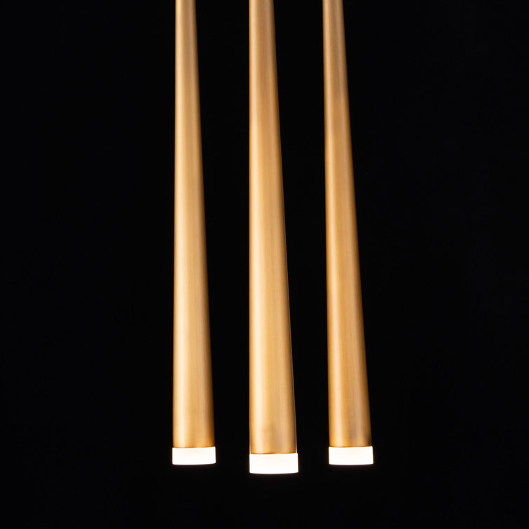 Cascade Luxe 3-Light Aged Brass LED Pendant with Frosted Glass
