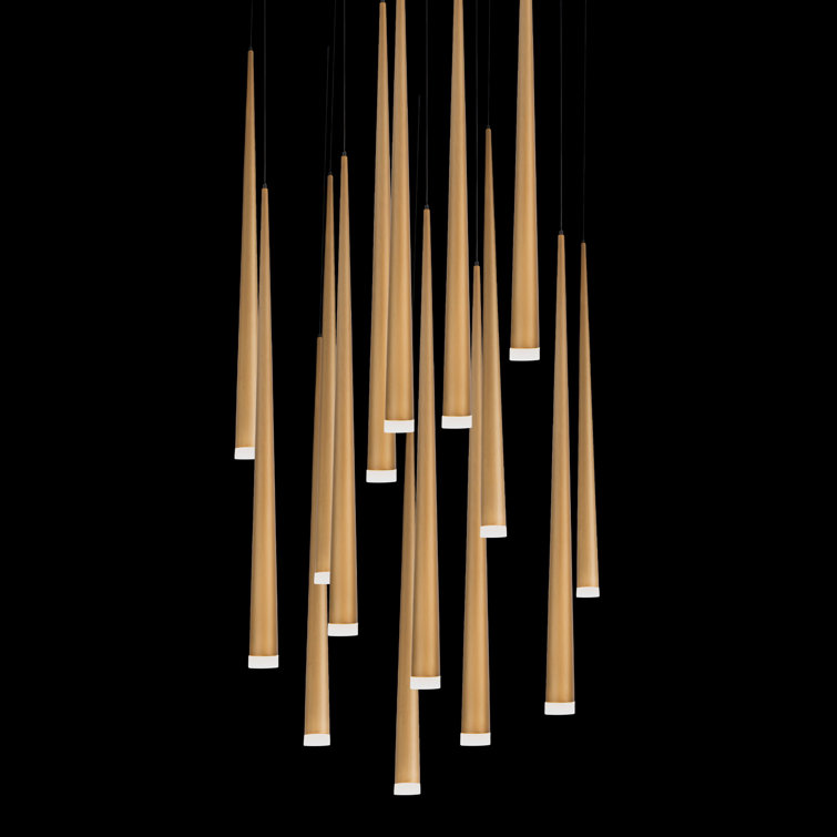 Aged Brass 15-Light LED Cluster Pendant with Frosted Glass