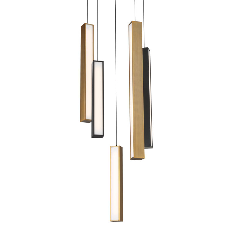 Chaos Black and Aged Brass 5-Light LED Pendant