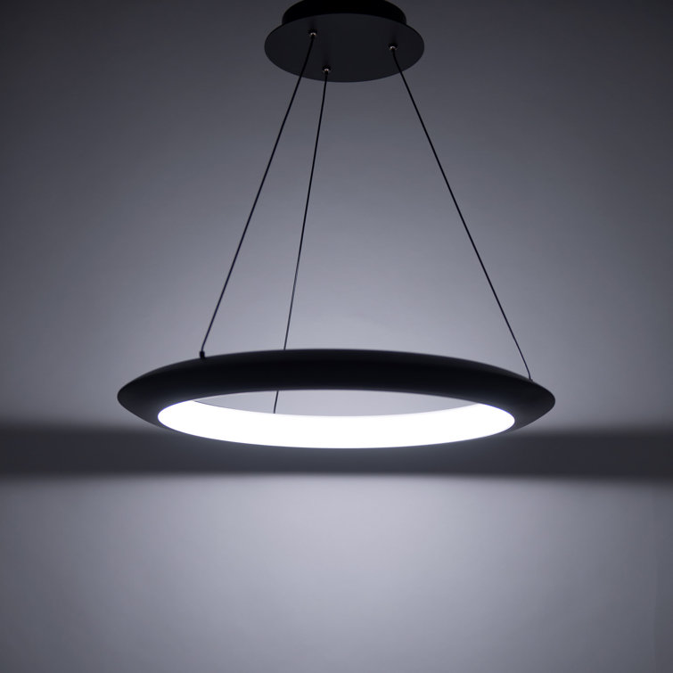 Modern Black Aluminum LED Ring Chandelier