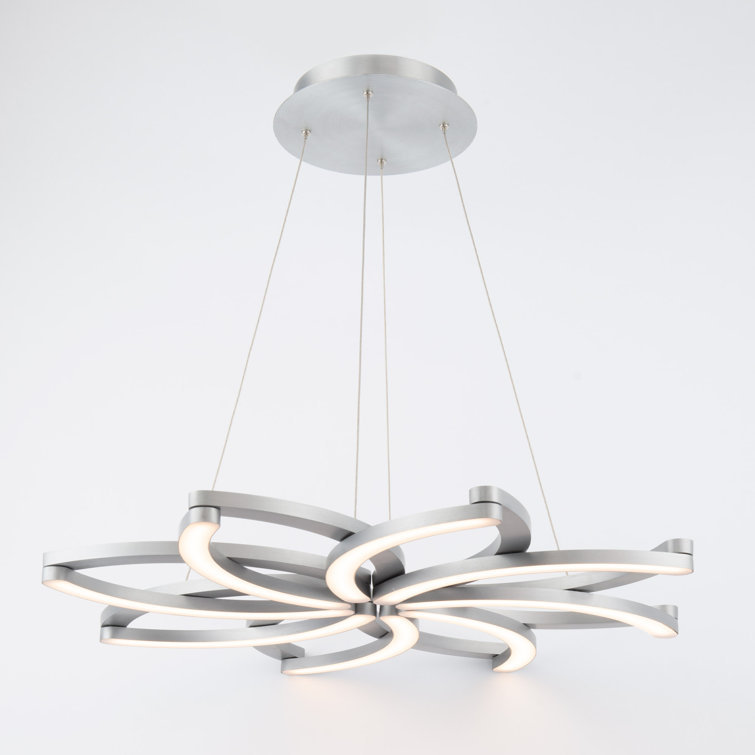 Bloom Black Crystal LED Pendant with Brushed Aluminum Finish
