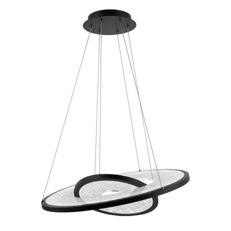 Jupiter Black Crystal 2-Light LED Geometric Chandelier