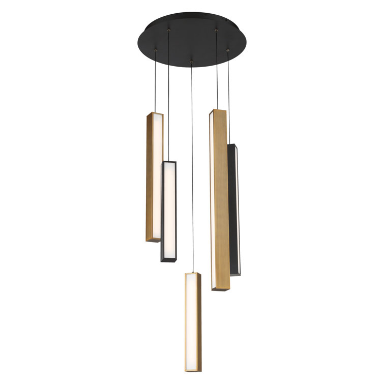 Chaos Black and Aged Brass 5-Light LED Pendant