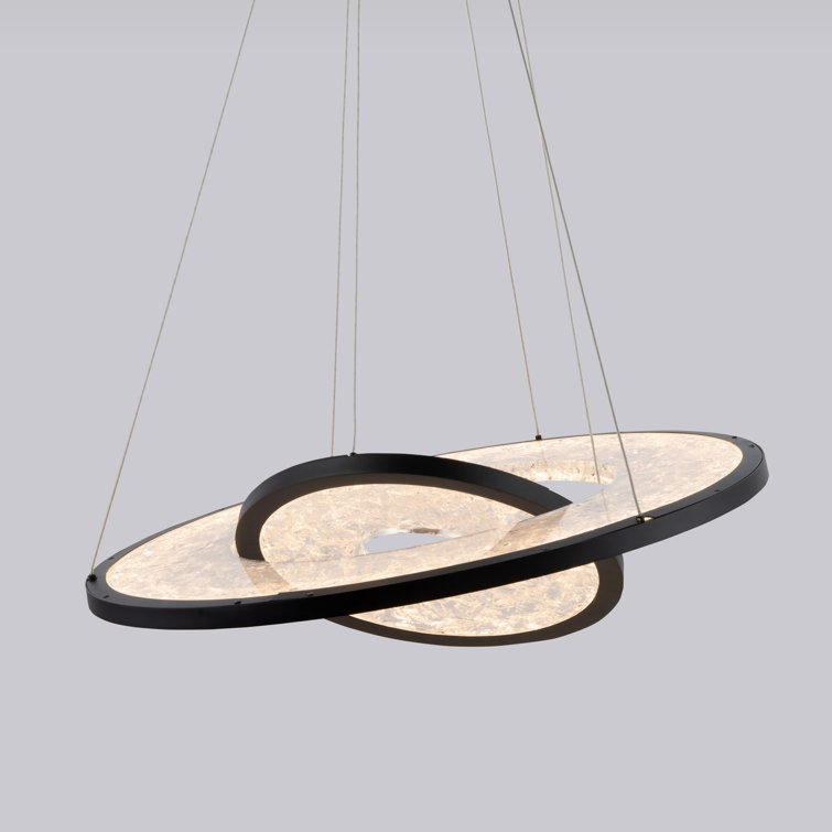 Jupiter Black Crystal 2-Light LED Geometric Chandelier