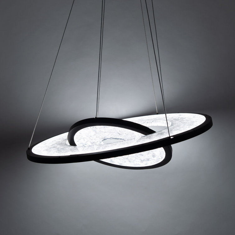 Jupiter Black Crystal 2-Light LED Geometric Chandelier