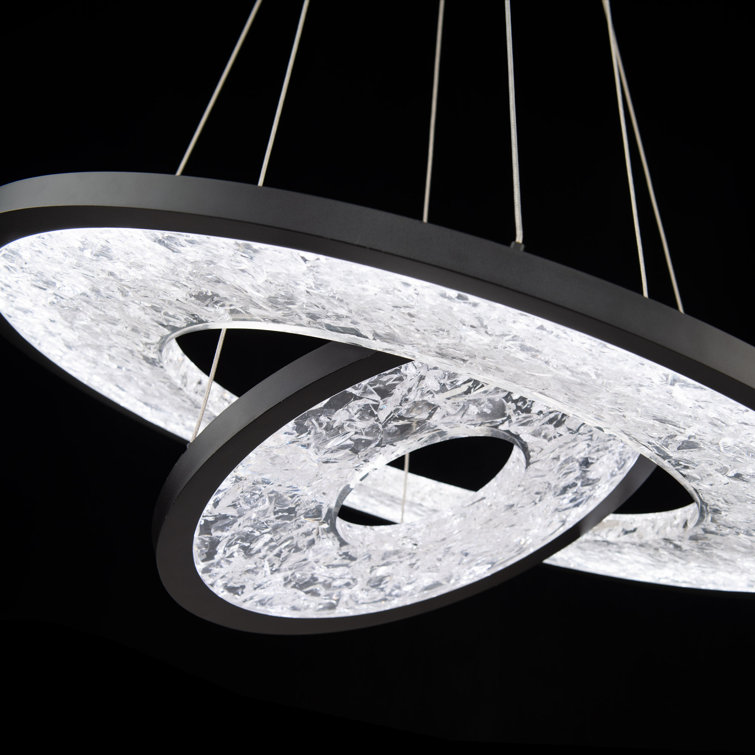 Jupiter Black Crystal 2-Light LED Geometric Chandelier