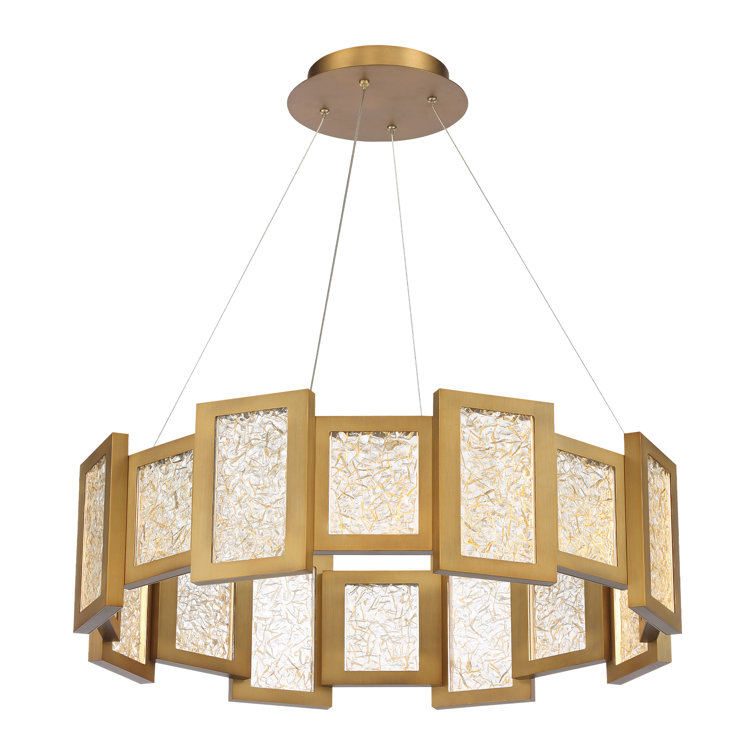 Aged Brass Crystal Fury 16-Light LED Drum Chandelier