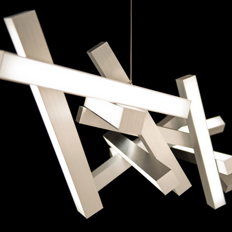 Sleek Black and Crystal 11-Light LED Geometric Chandelier