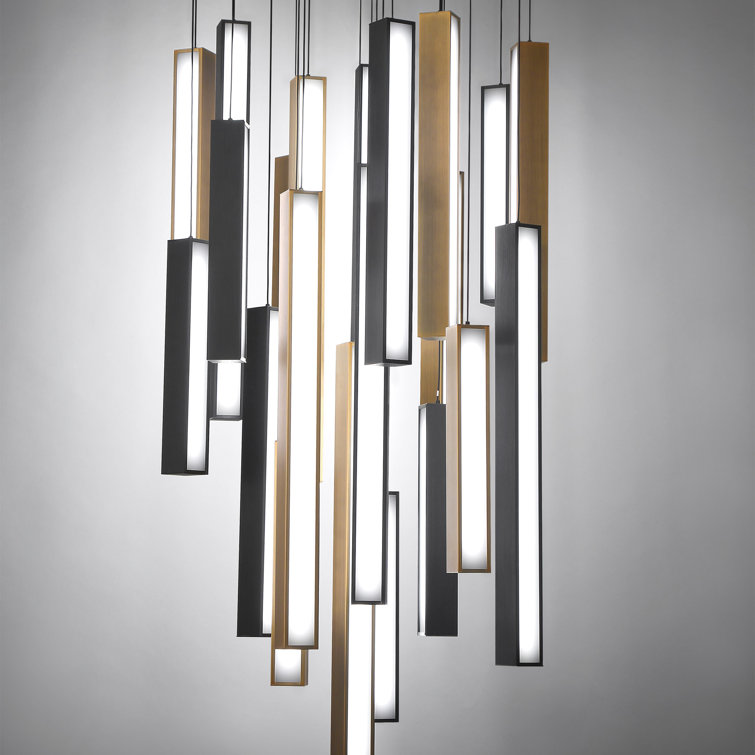 Chaos Black and Aged Brass 5-Light LED Pendant