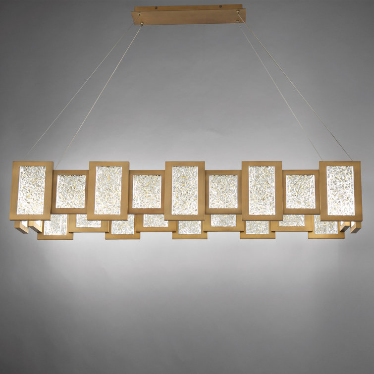 Aged Brass 24-Light Linear LED Chandelier with Opal Glass Diffuser