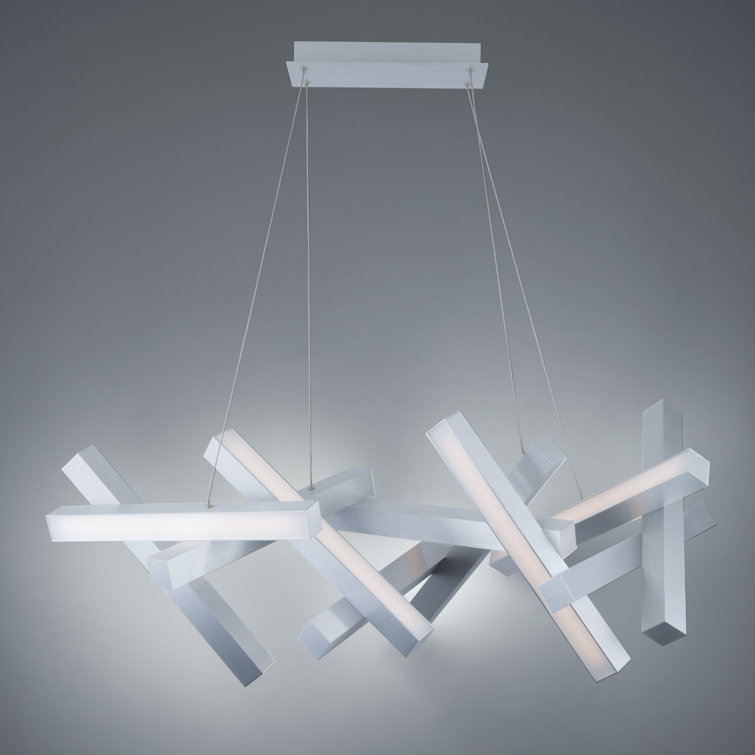 Sleek Black and Crystal 11-Light LED Geometric Chandelier
