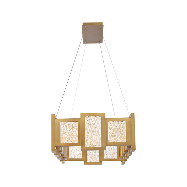 Aged Brass 24-Light Linear LED Chandelier with Opal Glass Diffuser
