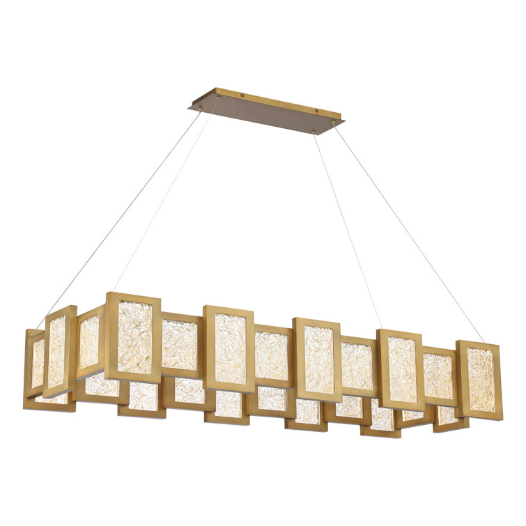 Aged Brass 24-Light Linear LED Chandelier with Opal Glass Diffuser