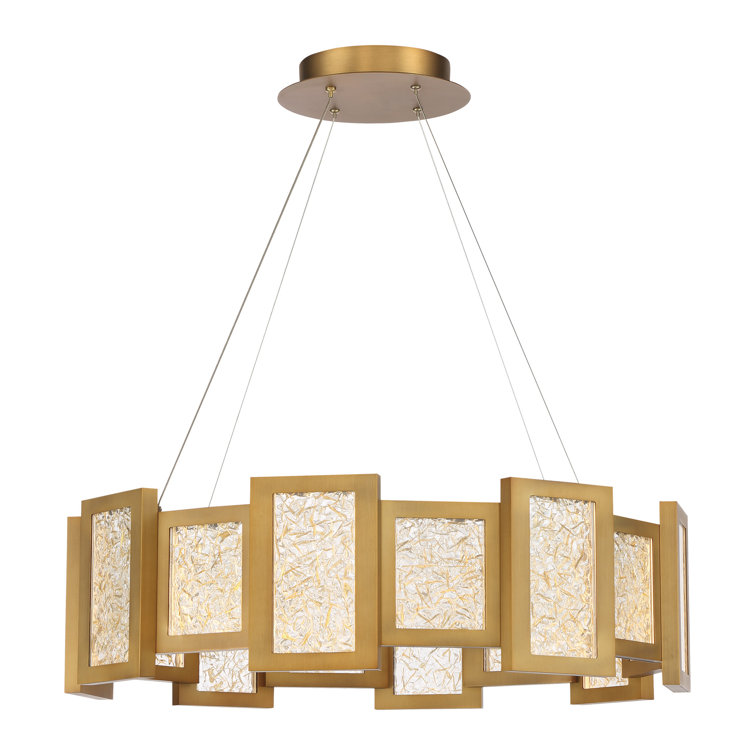 Aged Brass Crystal Fury 16-Light LED Drum Chandelier
