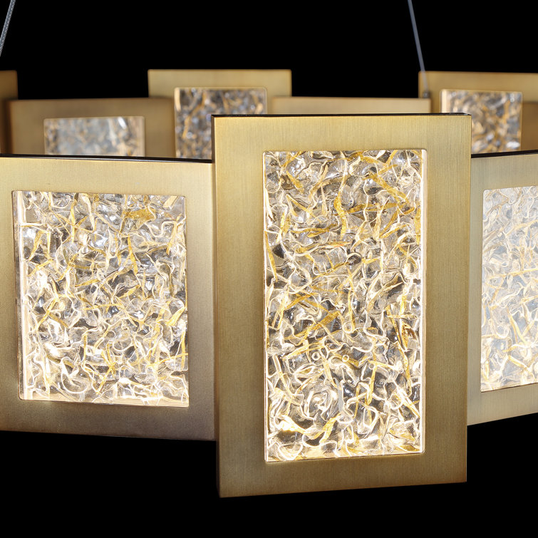 Aged Brass Crystal Fury 16-Light LED Drum Chandelier