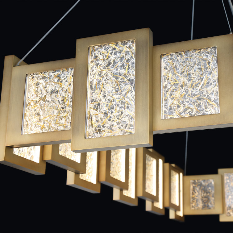 Aged Brass 24-Light Linear LED Chandelier with Opal Glass Diffuser