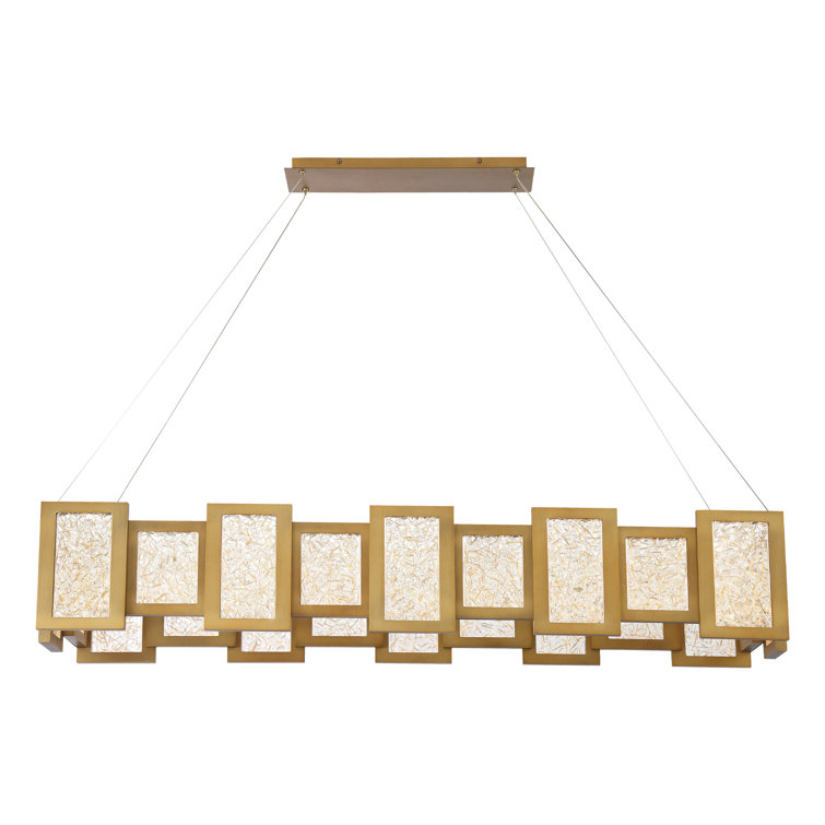 Aged Brass 24-Light Linear LED Chandelier with Opal Glass Diffuser